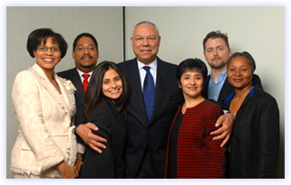 Staff members from AT&T, the title sponsor for the third annual Washington Diversity & Leadership Conference & Exhibition in Dallas, meet with Gen. Colin Powell, USA (Ret.) prior to the General's Luncheon on May 16.